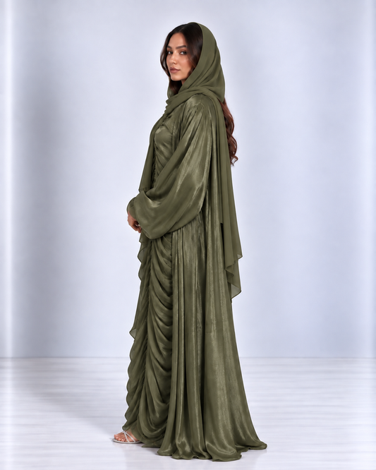 Nour Abaya Set - Khaki Green