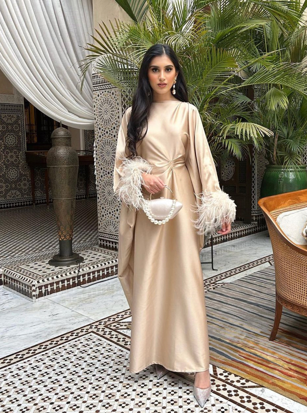 Pre-order Farasha Feather Kaftan - Custom Colour