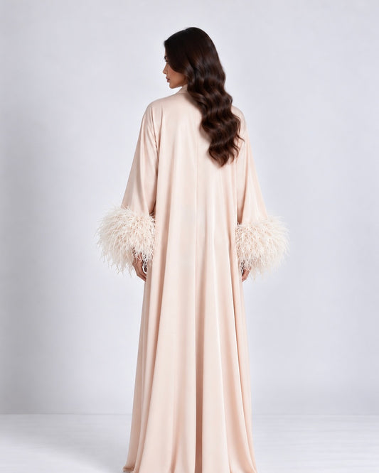 Maysa Feather Abaya - French Vanilla