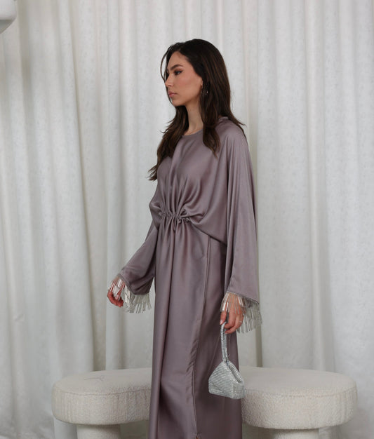 RTW Yusra Precious Metal Kaftan - Platinum