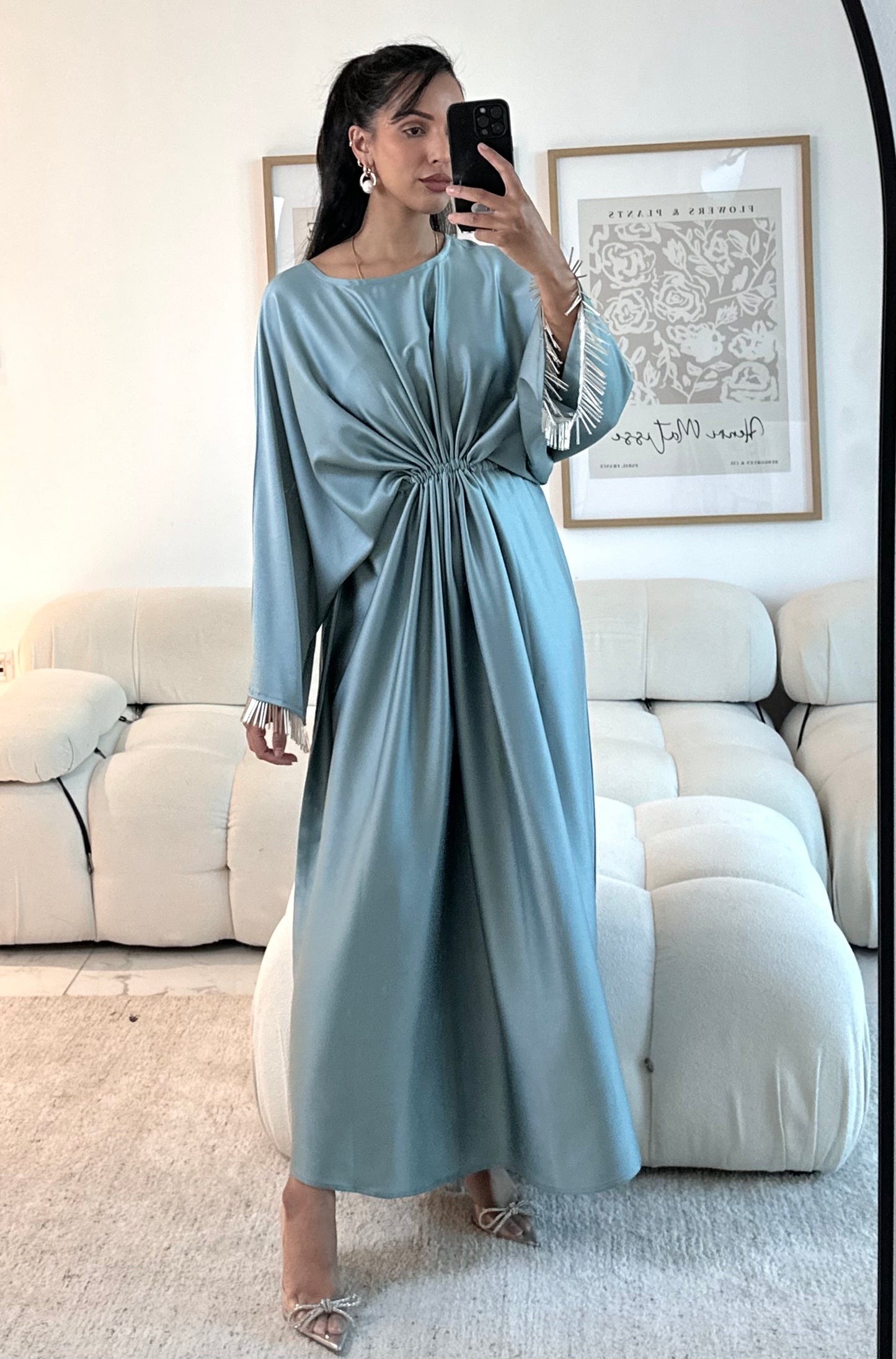 RTW Yusra Precious Metal kaftan - Tiffany Blue