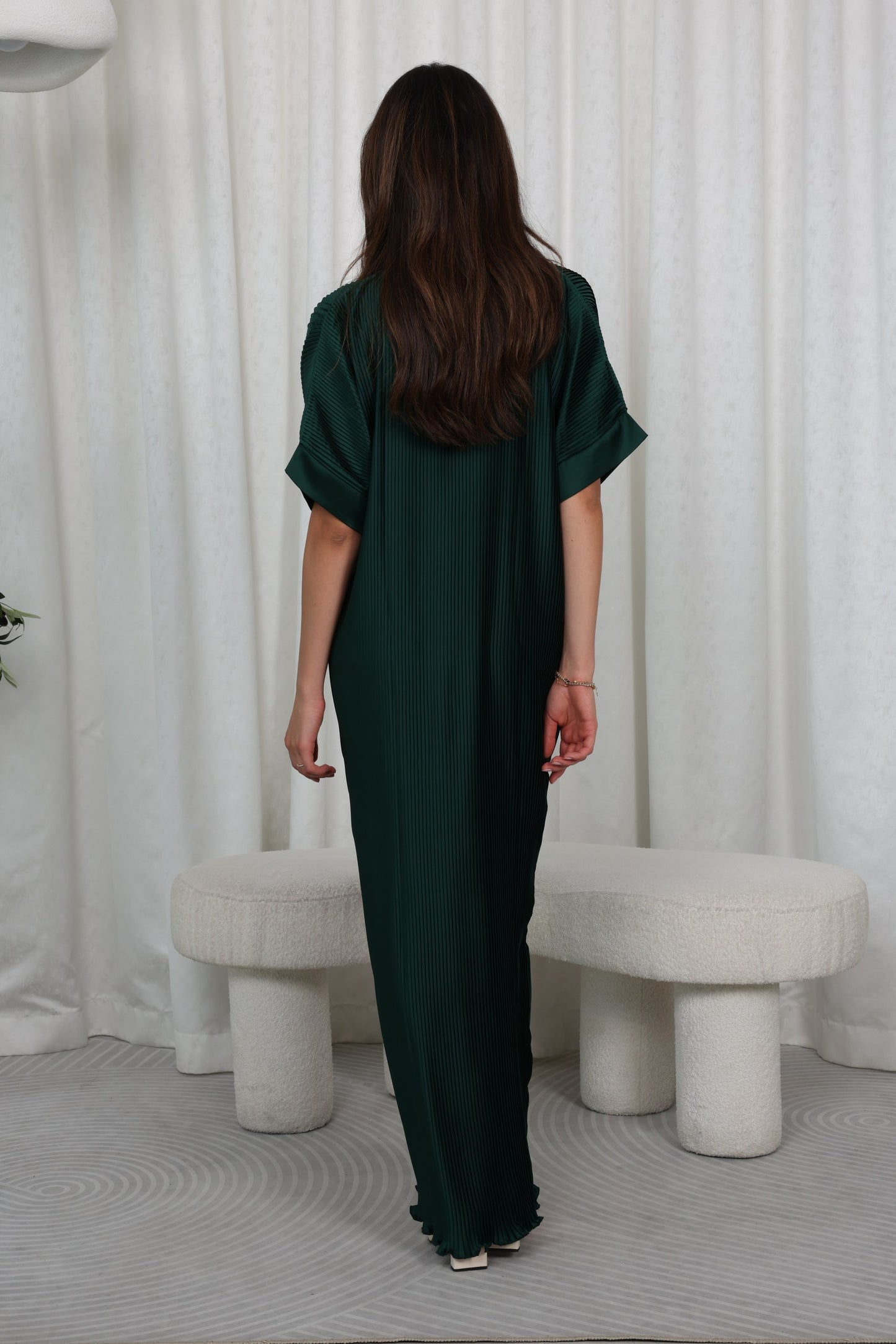 RTW Pari Pleated Dress - Forest Green