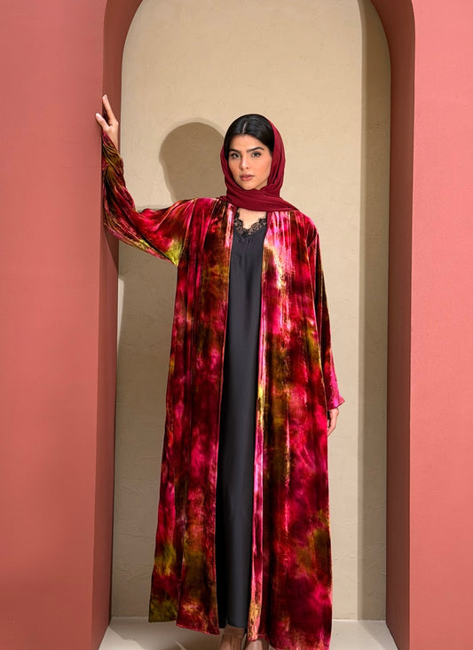 Noreen Velvet Abaya - Sunblush