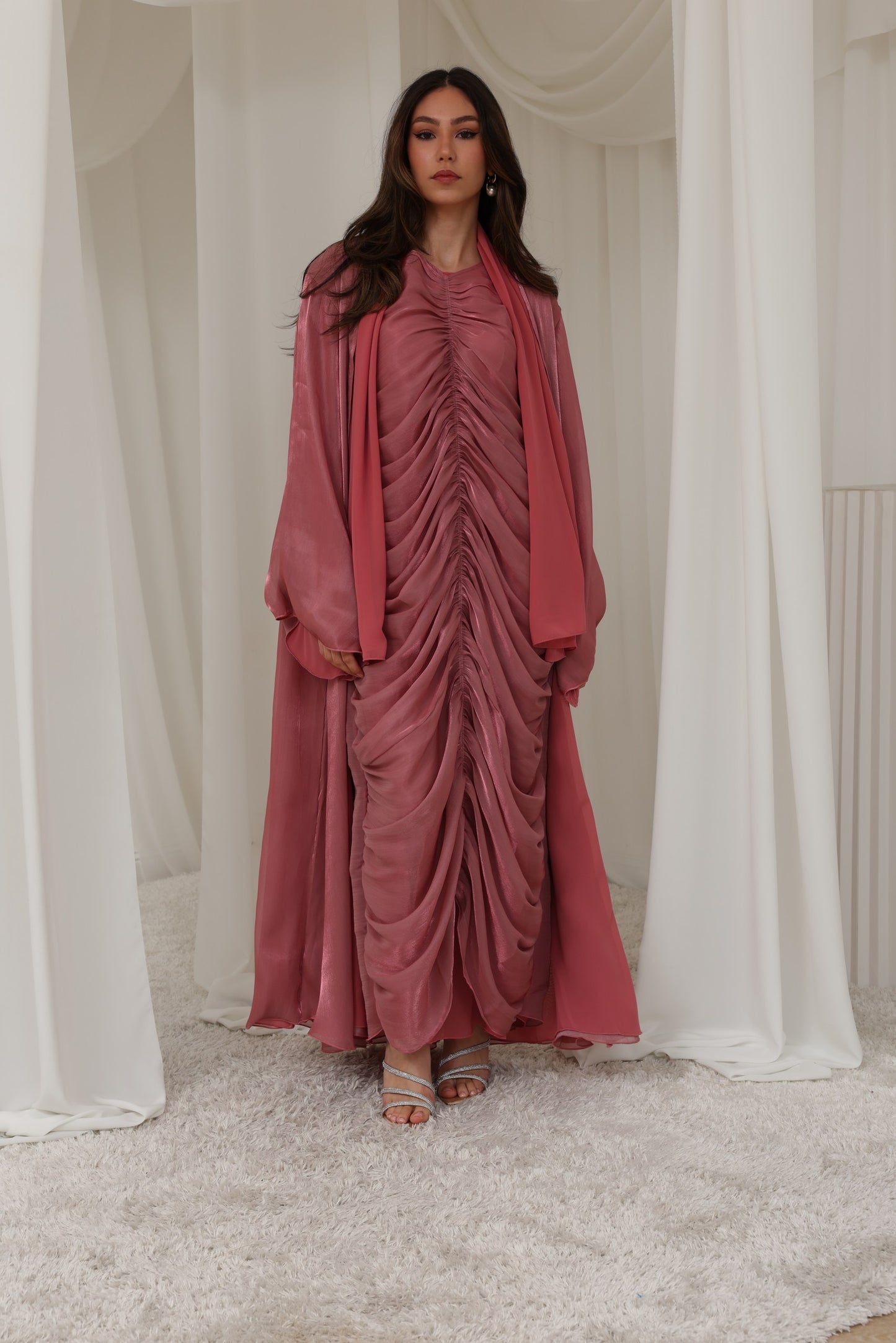 RTW Nour Abaya Set - Rose Pink