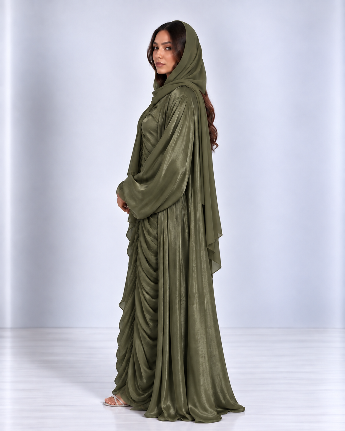 Nour Abaya Set - Khaki Green