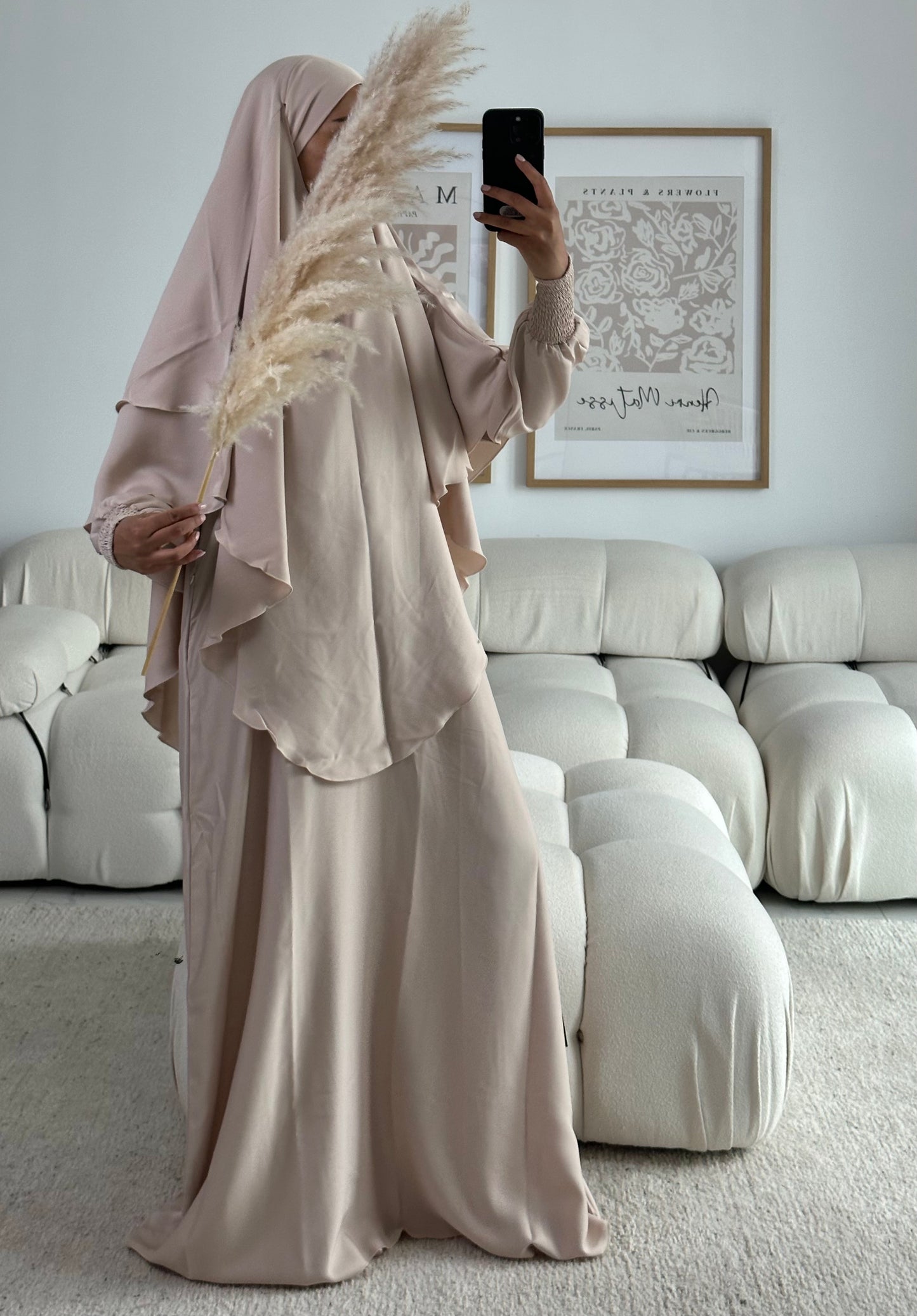 RTW Najwa Khimar Abaya Set - Soft Pearl