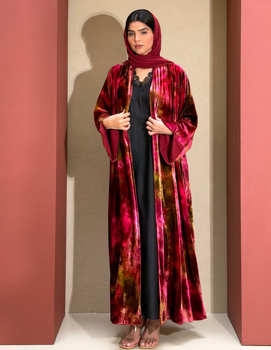Noreen Velvet Abaya - Sunblush