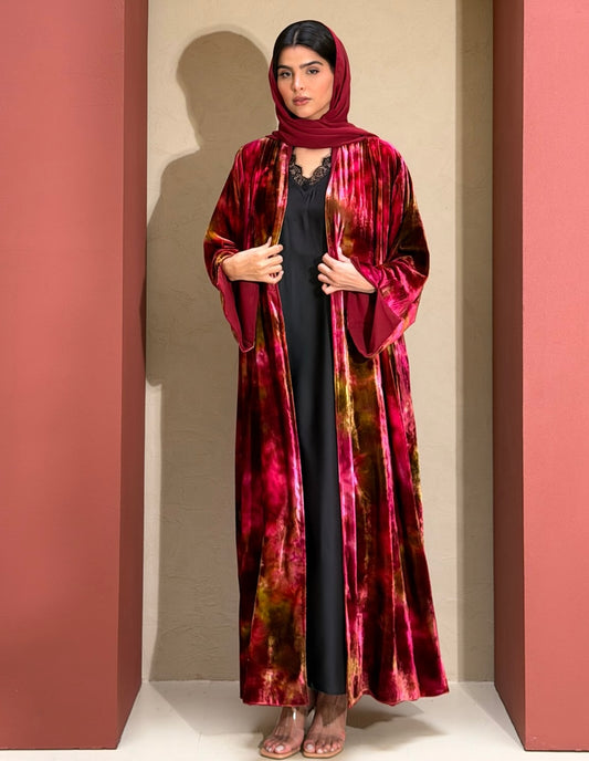 Noreen Velvet Abaya - Sunblush