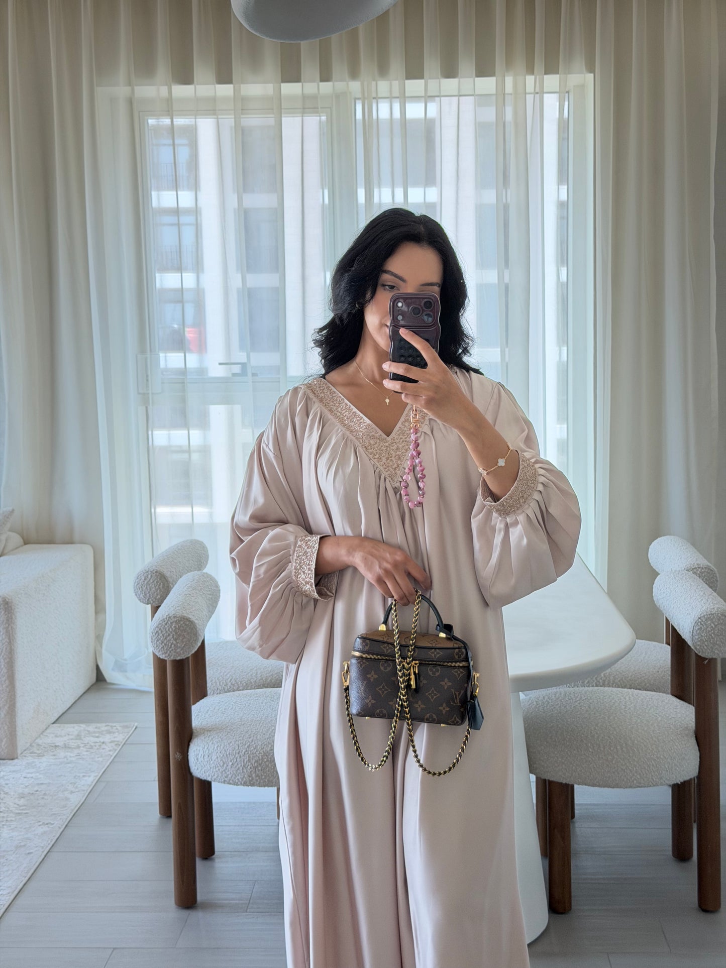 Kenza Beaded Kaftan - Cream