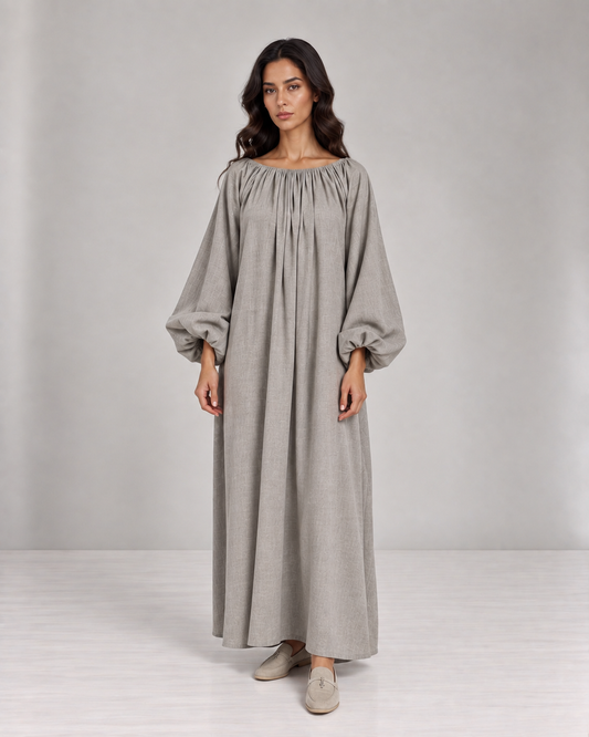 Farah Linen Dress - Ash Grey