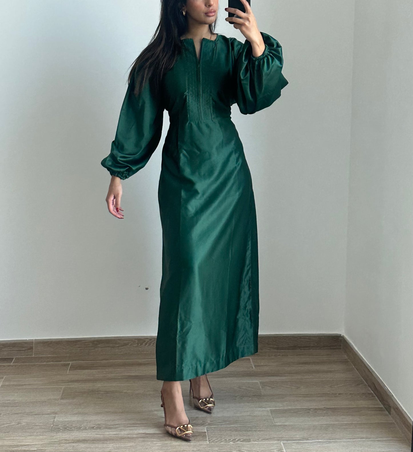 RTW Puff sleeve dress - Emerald Green