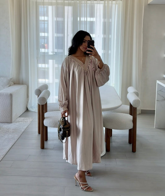 Kenza Beaded Kaftan - Cream