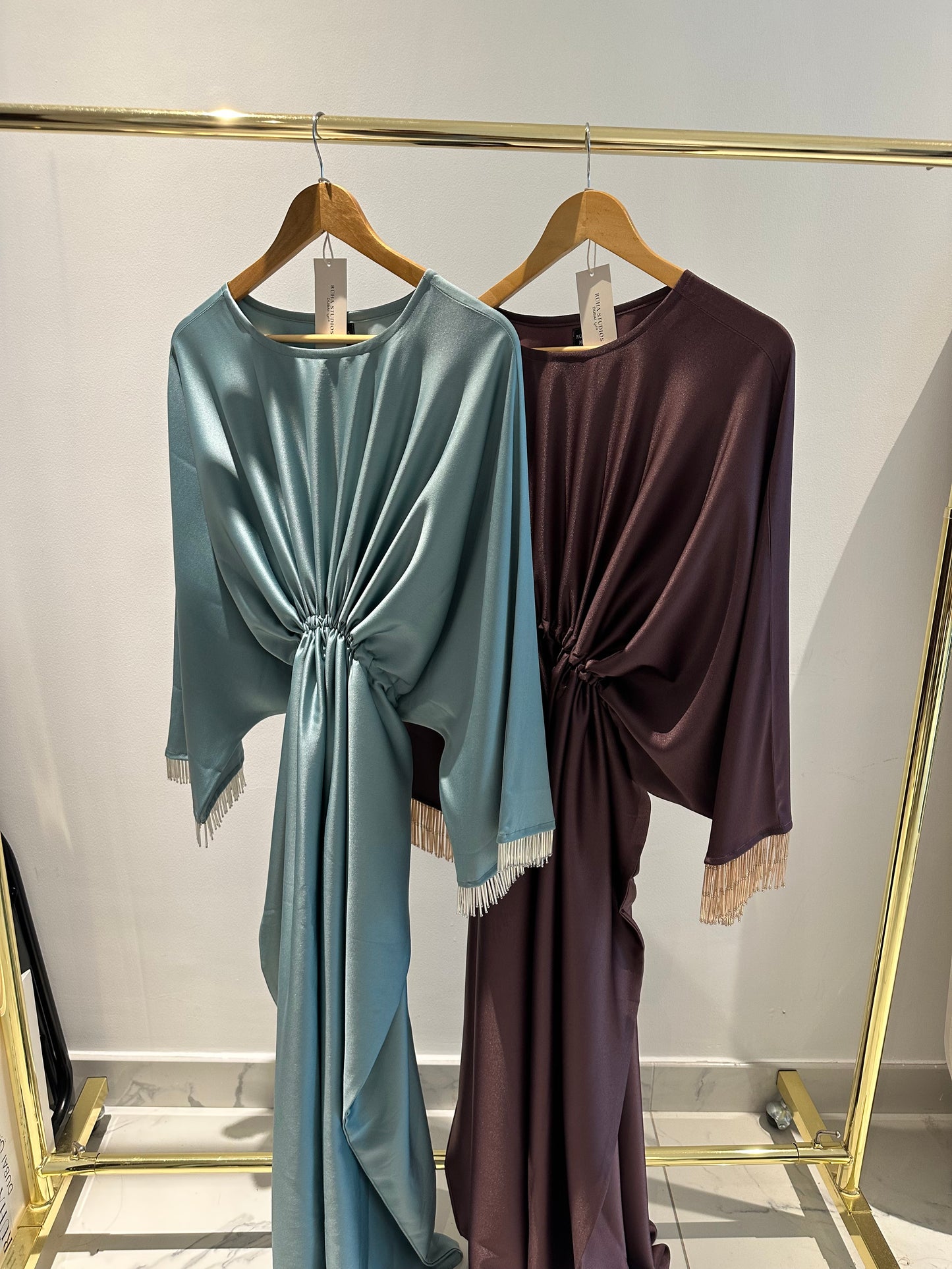 RTW Yusra Precious Metal kaftan - Tiffany Blue