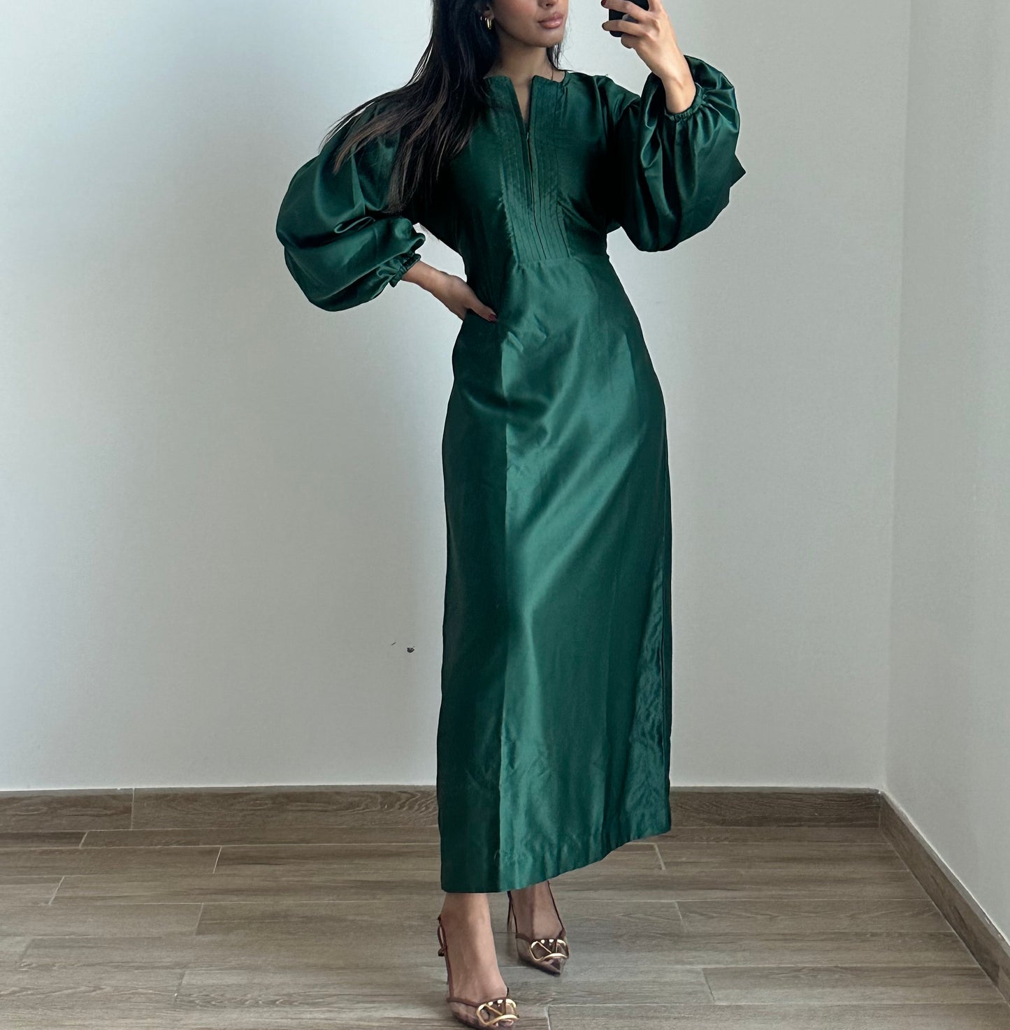 RTW Puff sleeve dress - Emerald Green