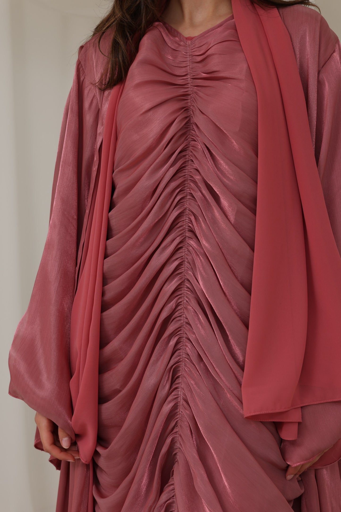 RTW Nour Abaya Set - Rose Pink