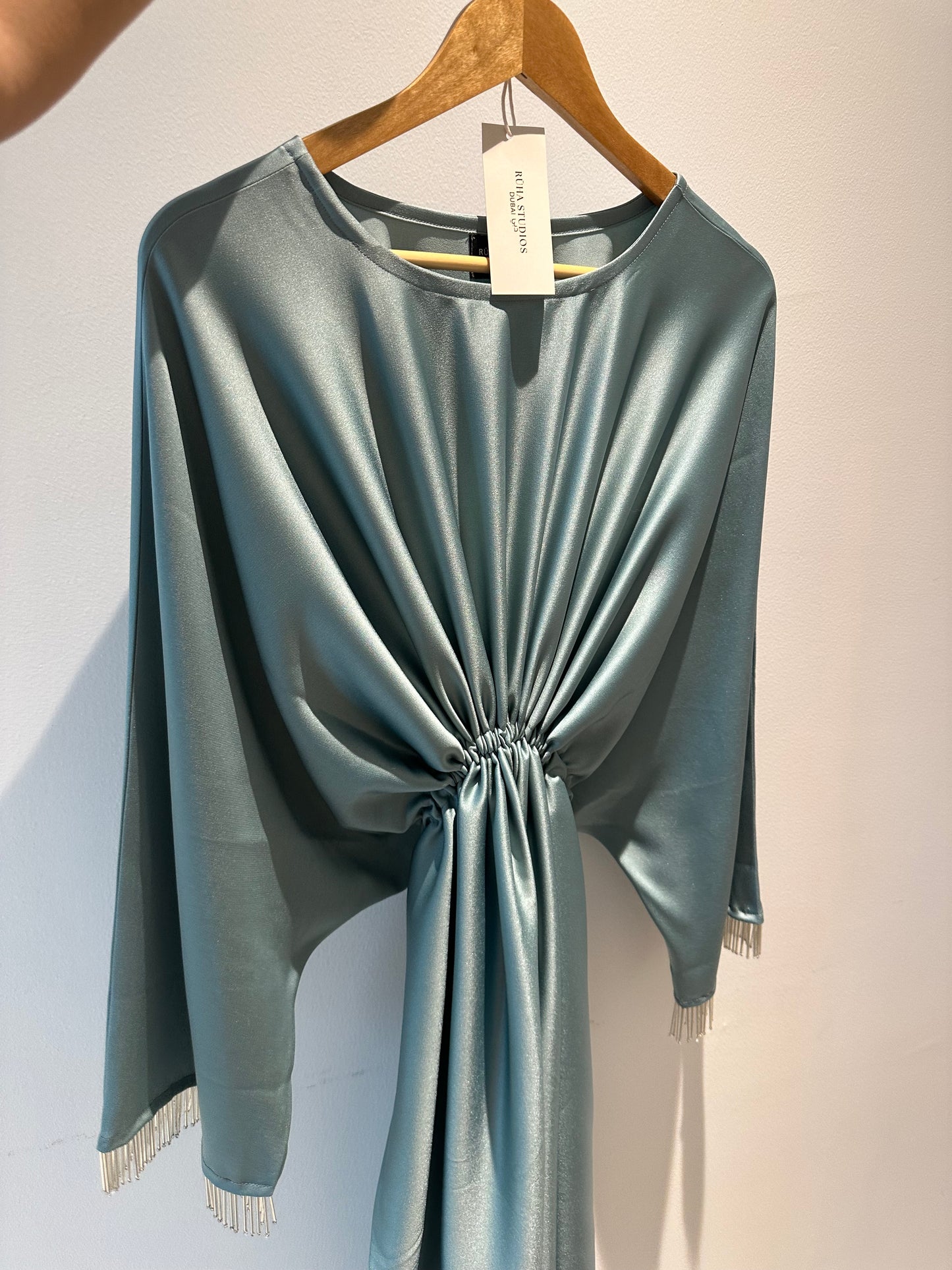 RTW Yusra Precious Metal kaftan - Tiffany Blue