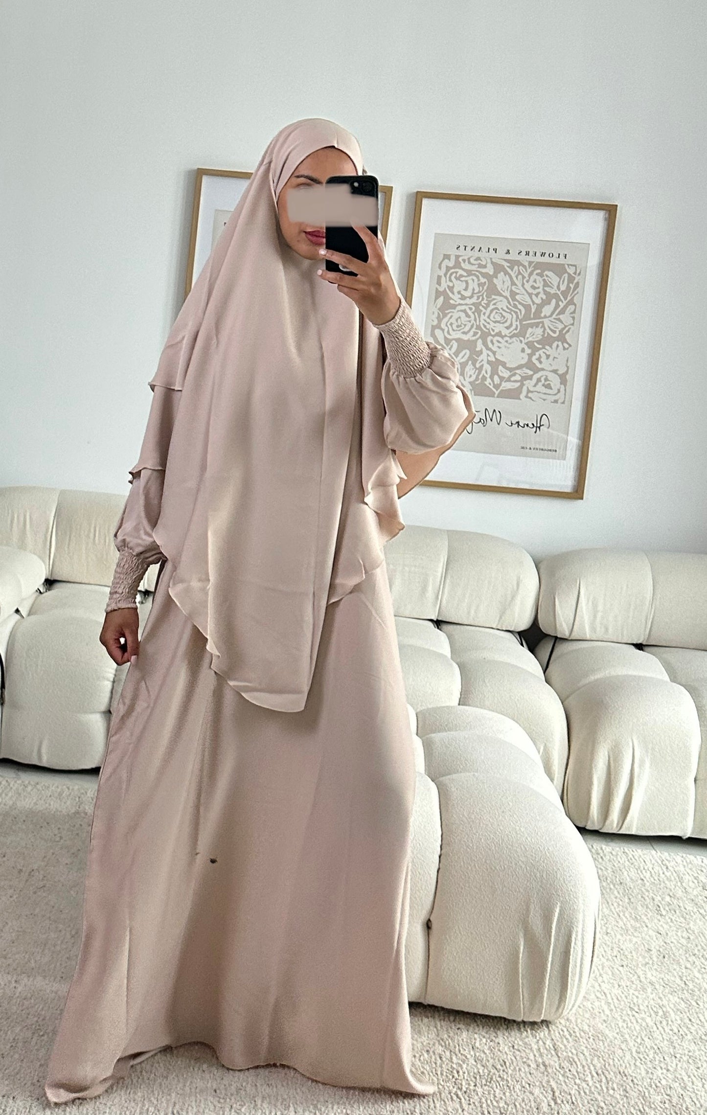 RTW Najwa Khimar Abaya Set - Soft Pearl