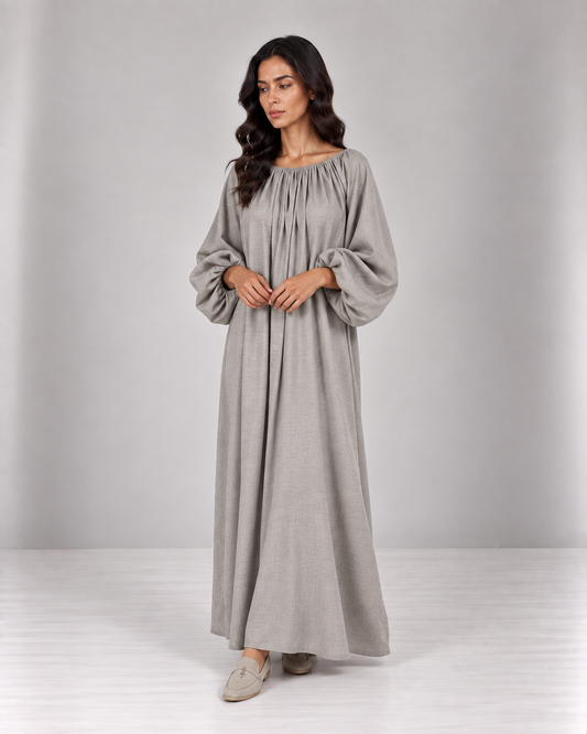 Farah Linen Dress - Ash Grey