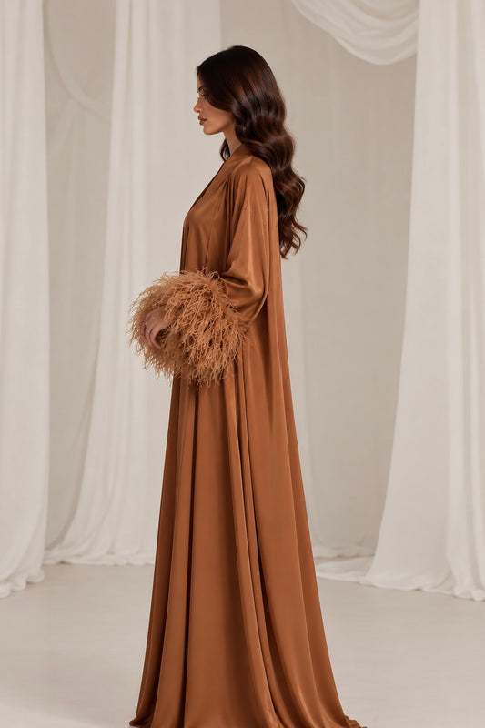 Maysa Feather Abaya - Caramel