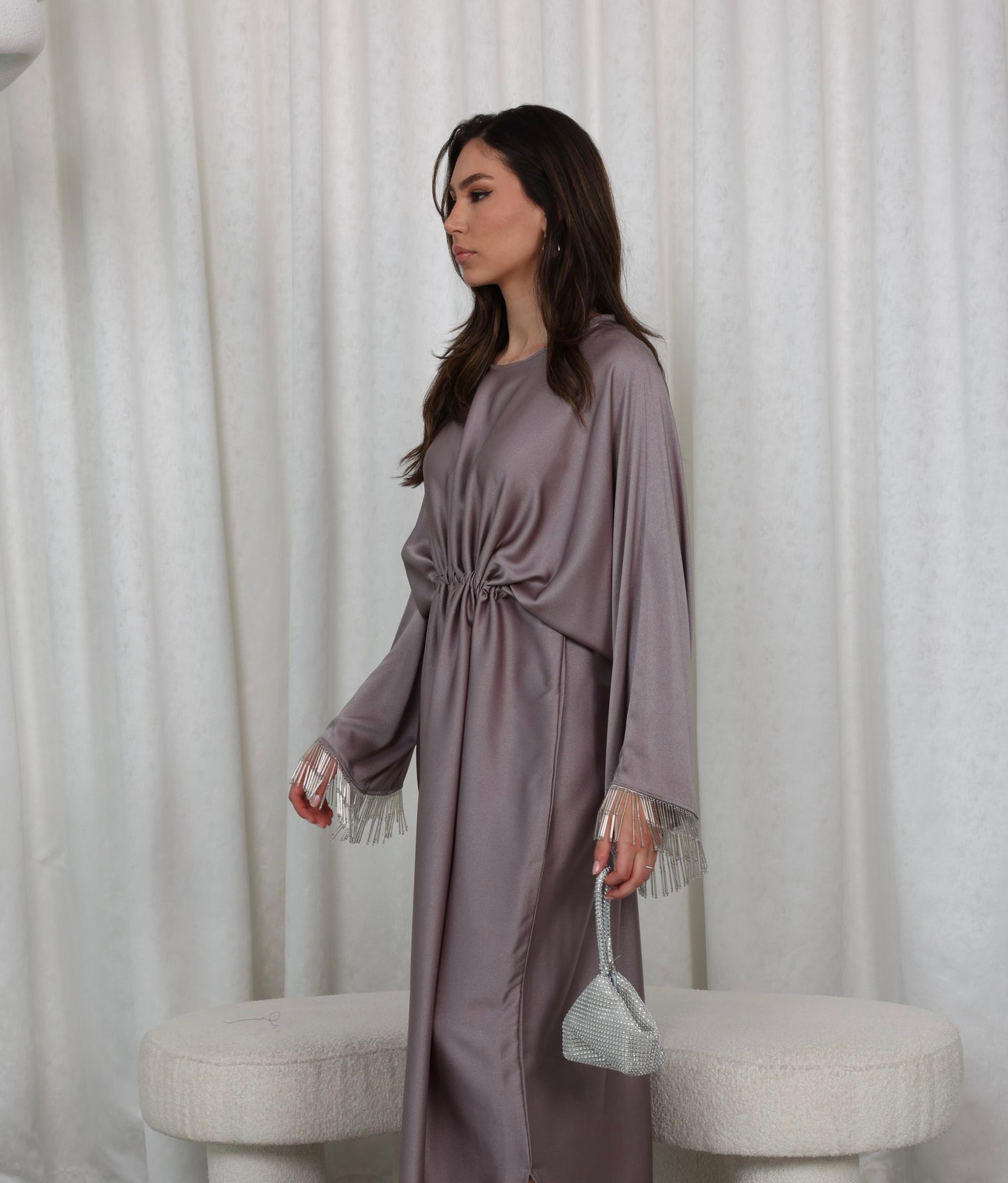 RTW Yusra Precious Metal Kaftan - Platinum