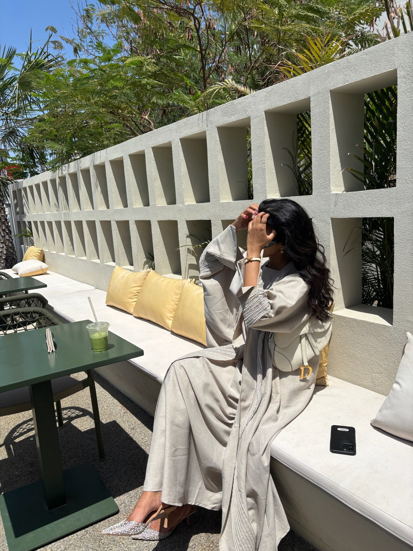 RTW Heba Linen Abaya Set - Greige