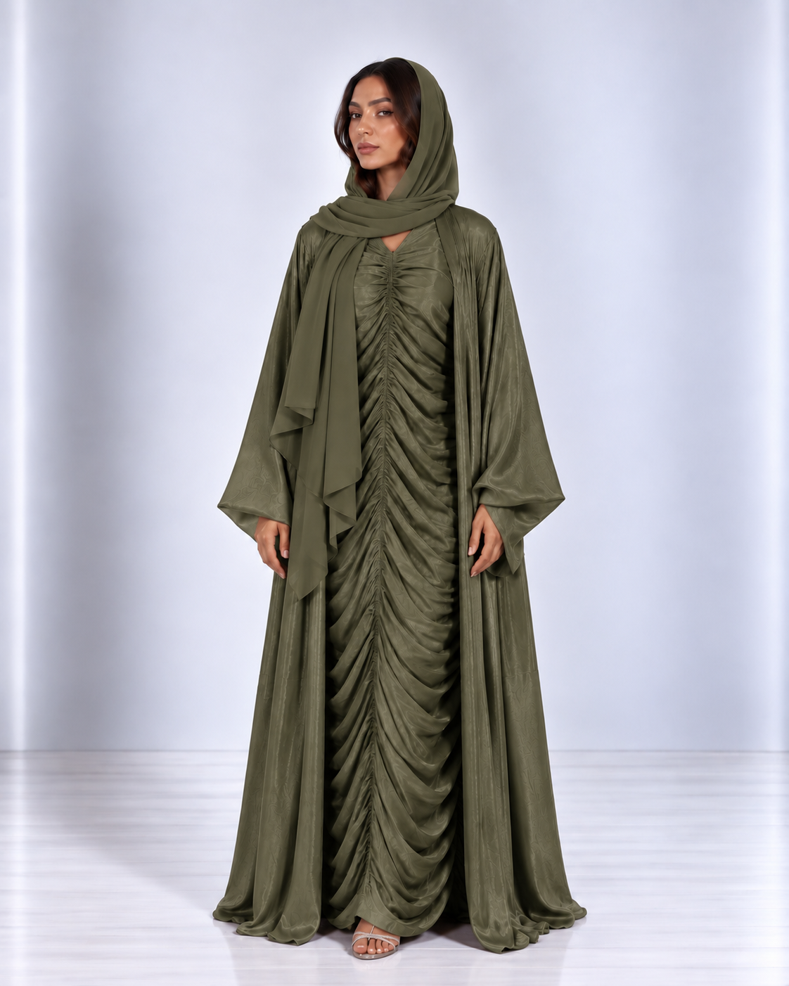 Nour Abaya Set - Khaki Green